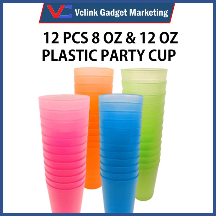 (SET OF 12 PCS CUP) 8 OZ & 12 OZ Plastic Party Cups Drinking Cups