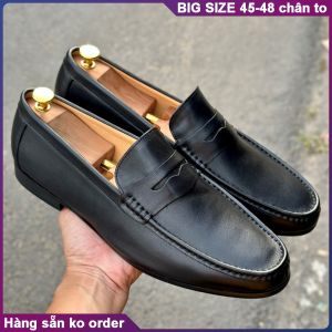 Giày tây da thật giày lười big size cỡ lớn 45 46 47 48 cho nam chân to. Large size leather loafers for wide feet.