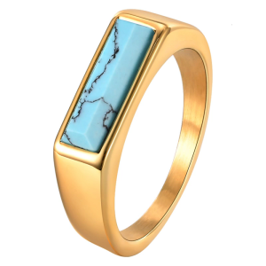 Nature Inspired Genuine Turquoise Ring With Protective Coating Ergonomic Contoured Band For Active Lifestyle Use