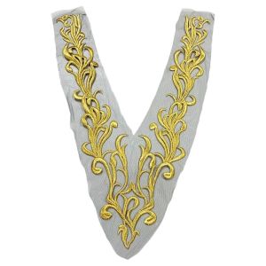 LUXEMO Gold Sequined Embroidery Patches Gauze Sequins Thread DIY Embroidery Sequin Lace Applique Elegant Collar Applique Wedding Gown Cheongsam Bridal Dress Crafts
