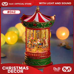 D&D #042 Snow Globe Carousel with Light and Music Christmas Decoration