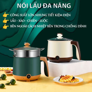 Nồi Lẩu Điện Mini Nấu Mì 2 Tầng Kèm Giá Hấp Đa Năng Nướng Luộc Chiên Chống Dính Vấn Đá Tiện Lợi Ca nấu mì mẫu mới