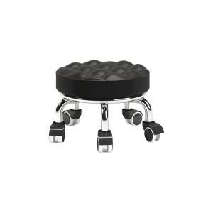 LE VICTORY PU Leather Rotating Rolling Stool 360 Degree Rotating Waterproof Rolling Pulley Chair Practical Height Weight Capacity Round Stool With Wheels Household