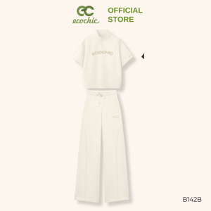 [Nhập mã LAZSOCIAL99 30% tối đa 99k]Set Bộ ECOCHIC FRERCE WINK SET Áo Tay Lỡ Cổ Cao Halfzip Quần Dài Cạp Cao Phối Logo EC Cao Cấp Chính Hãng B142