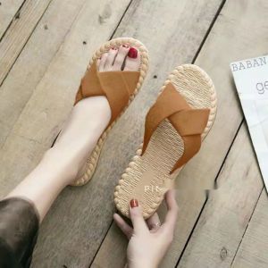 Sendal Wanita Sandal Etnik Silang Suede Kekinian Murah