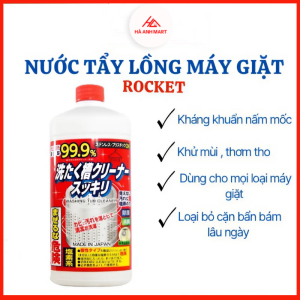 Nước Vệ Sinh Máy Giặt Rocket 99.9% Kháng Khuẩn Diệt Khuẩn Dùng Cho Mọi Loại Máy Giặt - Chai Nhựa Đơn