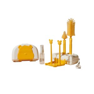 Bunda Choice-C1069 Sikat Botol Susu Bayi 6IN1 With Drying Rack Bear / Sikat Botol dengan Rak