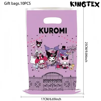 Loot Bag Kuromi Theme Party 10pcs Violet Plastic Gift Bag Girl Birthday Party Bag Party Decoration Party Needs Wedding