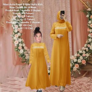 Pakaian Gamis Bisa Couple Ibu dan Anak / MAXI AULIA PAYET 2 Ukuran XL-XXL / MAXI AULIA KIDS 3 Ukuran S-M-L / MATT MOSCREPE MIX BROKAT / Pakaian Muslim Couple / Pakaian Gamis Couple Terbaru / Good Quality