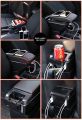 PROTON EXORA Armrest Premium Quality Adjustable Black Leather With Red Stitch Arm Rest with USB Charger Extension & Cup Holder. 