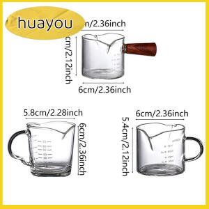 huayou 70 75ml Espresso Double Spout Measuring Cup Heat-Resistant Handle Clear Scale Wine Milk Coffee Measure Jug