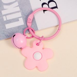 Cute Flower Keychain / Keychain with Bell / Candy Flower Keychain for Women Girl / Bell Key Ring Car Key Chain Bag Charms Pendant / Key Charm Goodies Gift
