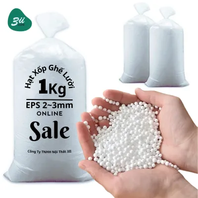 Hạt xốp nhồi ghế lười EPS 2–3mm 3II HOME 1kg màu trắng hạt êm đàn hồi tốt khử mùi dùng cho gối sofa thú bông