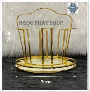 [Loại dày] Khay úp cốc ly Inox 304 Vàng Gương - Phong Cách Á Châu Sang trọng Có khay hứng nước kèm theo