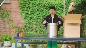 eless Stainless Steel BBQ Bucket Oven Large Cooking Space Portable Outdoor Party Barbecue Grill
