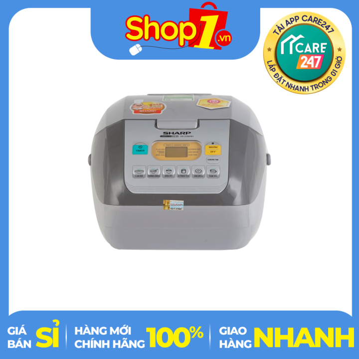 Nồi cơm điện Sharp 1.8 lít KS-COM18V - Có xửng hấp Hẹn giờ 24 giờ Giữ ...