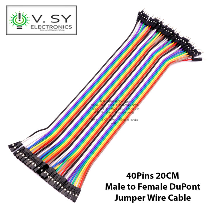 40pcs Dupont Jumper Wires 20cm – Male-to-Female Breadboard Cables For Arduino & Raspberry Pi