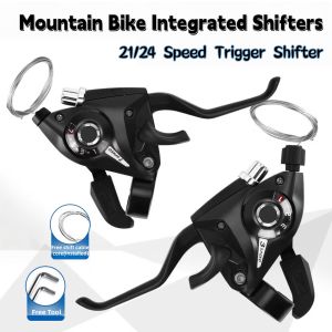 7/8 Speed MTB Bike Integrated Gear Shifter 21 Speed 24 Speed Brake Lever Aluminum Alloy Shifter Integrated Brake Lever