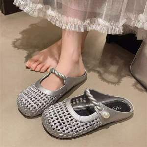 [Free Shipping] Breathable Non-Slip Woven Closed-Toe WomenS Shoes For Outdoor Wear 2026 Model Summer Flat Half-Slippers