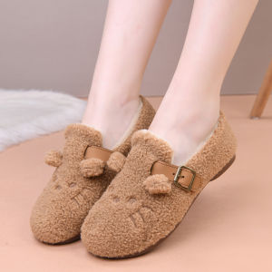 Free Shipping New Autumn And Winter Styles: Fashionable And Casual Cat-Themed Slippers For Women Perfect For Wearing Indoors And Outdoors Featuring A Soft Sole Comfortable Design And A Round Toe With Plush Lining