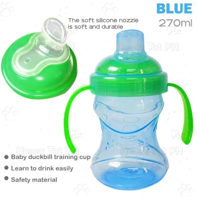 270ml Infant Training Cup Food Grade Anti-Slip Learning Drinking Cup With Silicone Duckbill Spout