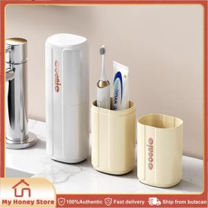 Portable Toothbrush Holder With Dust Proof Lid Travel Toiletry Cup Toothbrush Case for Couples Business Trip Tooth Rinse Cup with Storage Box