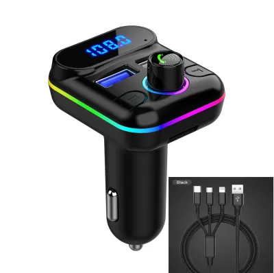 Kebidumei Bluetooth 5.0 FM Transmitter Dual USB 12V 24V 4.2A Fast Car Charger with RGB Backlit MP3 TF U Disk Player Hands-Free Car Kit
