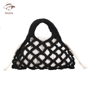 Womens Casual Cross Body Bag Cotton Thread Knitting Small Purse for Travel and Daily Activities