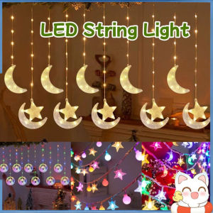 LED Star Moon Curtain Lights Fairy String Light Festival Wedding Decorations Lampu Home Decor