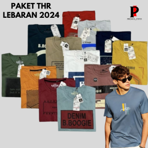 Paket T-Shirt Pria THR Lebaran 2024 - Motif Grafis/Polos Bahan Cotton Ukuran M-2XL