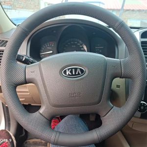Kaly Hand Stitched grey non-slip Genuine Leather Car Steering Wheel Cover For Kia Cerato 2005-2012 Spectra Spectra5 2004-2009 parts 5B8Q6