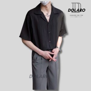 Áo sơ mi nam tay ngắn thương hiệu DOLARO chất lụa xốp mềm cổ vest dáng vừa mang basic dễ phối đồ