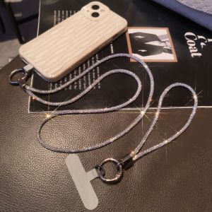 KJ57K ที่แขวนยาว จี้เพชรเต็มโทรศัพท์ สไตล์ข้อมือสั้น พลอยเทียมเทียม สายคล้องโทรศัพท์มือถือ ห่วงโซ่แขวน Bling Bling สายคล้องโทรศัพท์ไรน์สโตน ผู้หญิง/ผู้หญิง/เด็กผู้หญิง