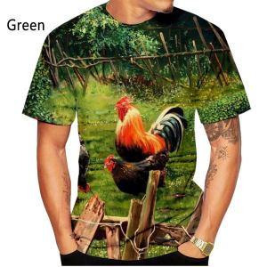 2025 เสื้อยืดแฟชั่นใหม่รูปสัตว์ไก่สำหรับผู้ชายและผู้หญิง เสื้อยืดแขนสั้นพิมพ์ 3D สบายๆ