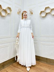 GAMIS CERUTY HANIN SET BROKEN WHITE MEWAH KOMBINASI BORDIRAN CANTIK