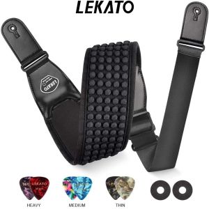 LEKATO LGS-1 Strap Gitar 8cm Lebar Spons 3D Yang Menebal With 6 Picks Tali Gitar Strap Gitar Elektrik