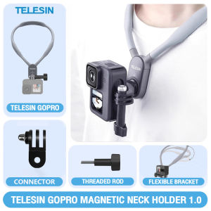 Telesin phone neck วงเล็บแขวนคอ ที่วางโทรศัพท์มือถือ แบบคล้องคอ พร้อมที่วางโทรศัพท์ แบบแม่เหล็ก ปลดเร็ว ปรับได้หลายมุม พร้อมสายคล้อง และแหวนโลหะ สําหรับ iPhone 15 14 13 12 Android Smar