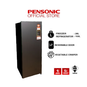PENSONIC 1 DOOR REFRIGERATOR 180L PRS-1800 - Black - 20L Freezer - 153L Refrigerator - Reversible Door - Vegetable Crisper - 1 Year Warranty - 5 Year Warranty - MS Sirim Certified