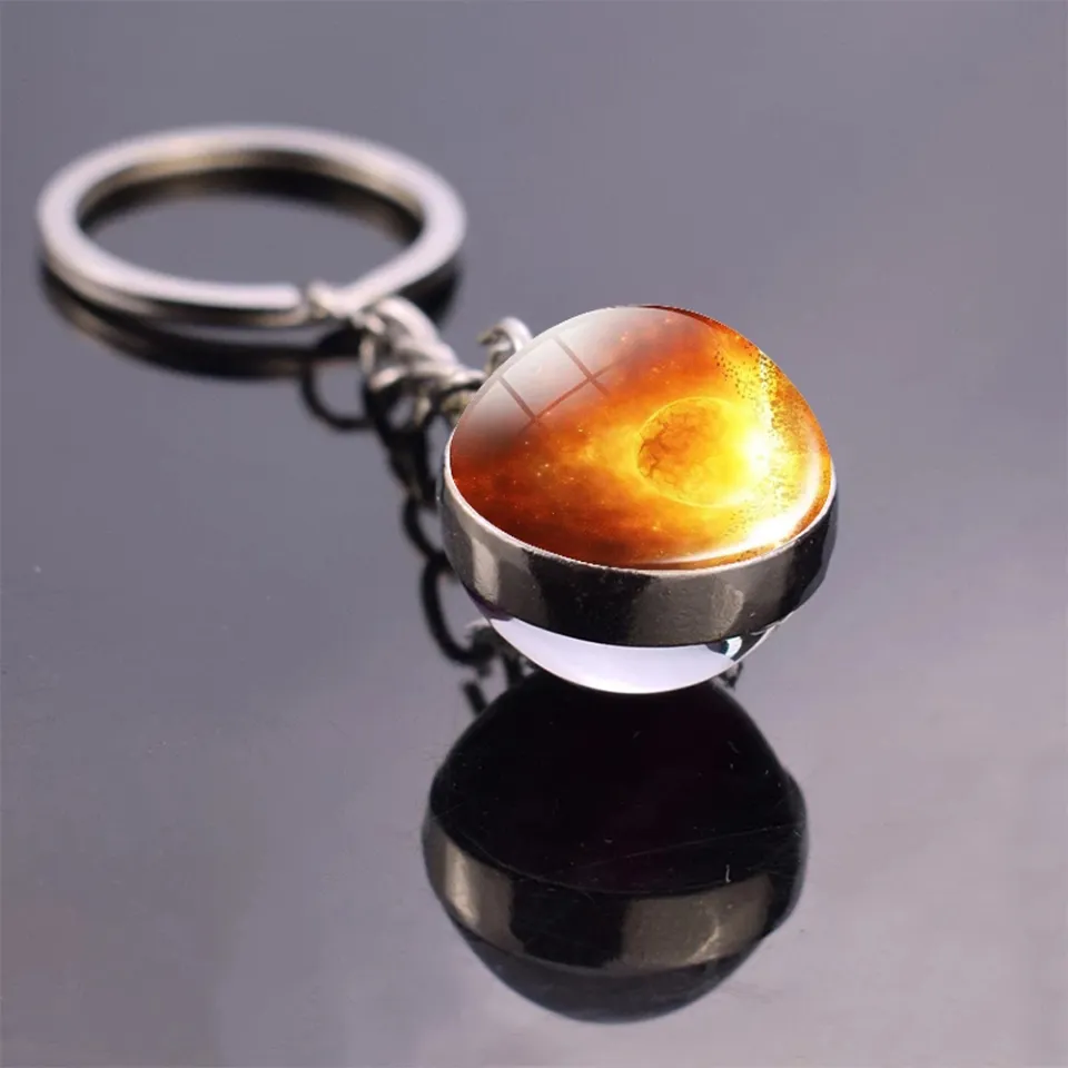 PINGERE Sun Glowing Nebula Moon Galaxy Glass Ball Keychain Planet