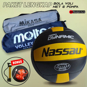 Bola Voli Murah Empuk Paket Lengkap NET Size 5 Bahan Premium Foli Voley Mikasa Molten Nassau