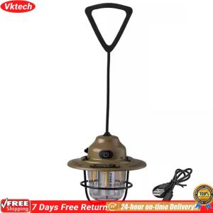 【Ready】【Vktech】LED Tent Atmosphere Lamp USB Charging Portable Camping Lantern 1200mAh Camping Hanging Lamp for Camping Hiking Fishing