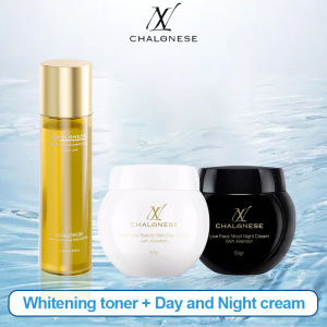 CHALONESE Paket-Daily Moisturizing Set BPOM ( Whitening Toner + Day & Night Moisturizer Gel ) Whitening And Moisturizing Niacinamide & Gluta Toner Cream Anti Wrinkle Anti Aging Day & Night Cream