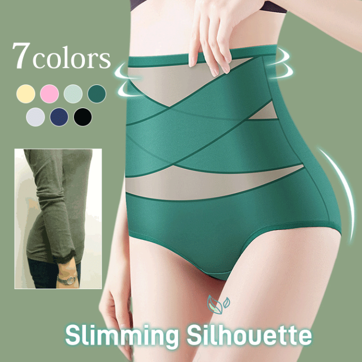 Ladies' highwaisted cotton abdominal girdle with belly control and buttock lift
