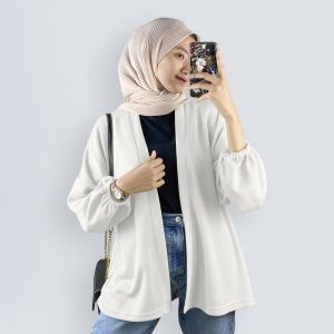 LAURA BALON CARDIGAN / KARDIGAN WANITA / OUTER CARDIGAN - WHITE