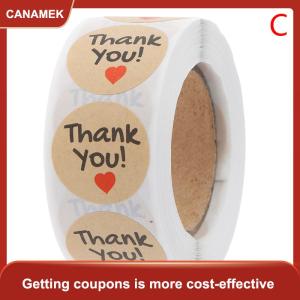 【CANAMEK 】 500pcs Thank You Stickers Seal Labels Round Paper Label sticker for Decoration