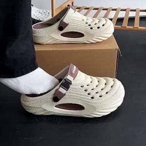 MenS Summer Outdoor Clogs 2025 New Model Beach Thick-Soled Non-Slip Odor-Resistant Closed-Toe Half-Slippers For Men