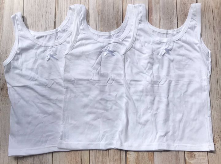 3/6 pcs White Sando for Girls from 3 to 13 yrs old Kids 100