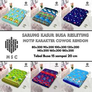 Sprei Resleting / Sarung Kasur Busa Resleting Motif karakter cewek / cowok uk no 1234