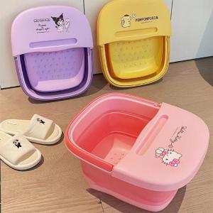 Christmas Gift Halloween Sanrio Kawaii Hello Kitty Foldable Foot Bath Bucket Kuromi Cinnamoroll Anime Cartoon Home Thickened Insulation Portable Basins