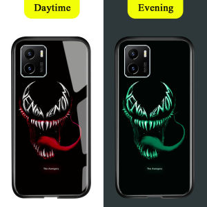Casing Case For Vivo Y15S / Vivo Y15A Vivo Y15c Case vivoy15s vivoy15a Case For Boys Luminous Marvel Captain America Ironman Case Glow in Dark Tempered Glass Back Casing Cover